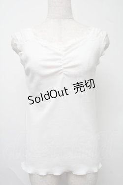 画像1: axes femme / 吸水速乾肩レースリブタンク  白 S-25-07-30-011-AX-TO-HR-ZS