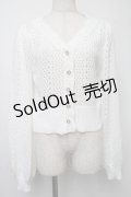 axes femme POETIQUE / 透かし編みショートニットカーデ  白 S-25-07-30-013-AX-TO-AS-ZS