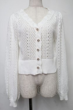 画像1: axes femme POETIQUE / 透かし編みショートニットカーデ  白 S-25-07-30-013-AX-TO-AS-ZS