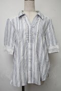 axes femme / バックレースシャツ  ブルー S-25-07-30-014-AX-TO-AS-ZS