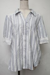 axes femme / バックレースシャツ  ブルー S-25-07-30-014-AX-TO-AS-ZS