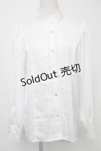 axes femme kawaii / ストライプサテンブラウス  白 S-25-07-30-015-AX-TO-HR-ZS