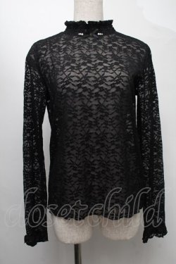 画像1: axes femme POETIQUE / 長袖シアーレーストップス  黒 S-25-07-30-024-AX-TO-HR-ZS