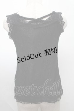 画像2: axes femme / クロス総レース2WAYタンク  黒 S-25-07-30-025-AX-TO-HR-ZS