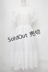axes femme / ボリュームフリルワンピース  白 S-25-07-30-029-AX-OP-HR-ZS