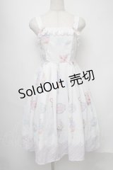 axes femme kawaii / アイス柄ジャンパースカート  白 S-25-07-30-031-AX-OP-HR-ZS