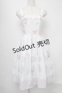 axes femme kawaii / アイス柄ジャンパースカート  白 S-25-07-30-031-AX-OP-HR-ZS