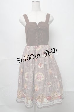 画像1: axes femme POETIQUE / アップルパイレースアップワンピース  ブラウン S-25-07-31-046-AX-OP-AS-ZS