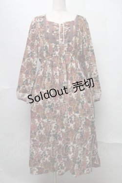 画像1: axes femme / 胸元シャーリング&レース花柄ワンピース  オフ S-25-07-31-048-AX-OP-AS-ZI