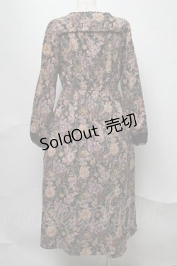 画像2: axes femme / 胸元シャーリング&レース花柄ワンピース  黒 S-25-07-31-049-AX-OP-AS-ZI