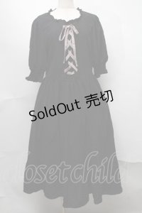 m petit by misako / AMレースアップワンピース  黒 S-25-07-31-051-LO-OP-HR-ZS