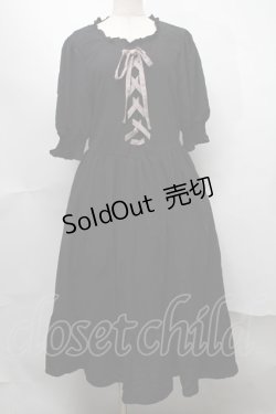 画像1: m petit by misako / AMレースアップワンピース  黒 S-25-07-31-051-LO-OP-HR-ZS
