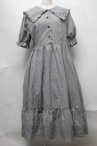 m petit by misako / ギンガムチェックワンピース LL 黒ｘ白 S-25-07-31-052-LO-OP-HR-ZS