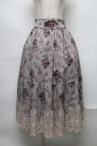 axes femme / ミュルーズ染織美術館コラボ/フェザー×フラワー柄スカート  ベージュ S-25-07-31-061-AX-SK-AS-ZS