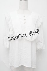 axes femme kawaii / マリアンヌブラウス  白 S-25-07-31-012-AX-BL-HR-ZS