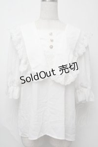 axes femme kawaii / マリアンヌブラウス  白 S-25-07-31-012-AX-BL-HR-ZS