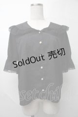 axes femme POETIQUE / ビックカラーパフブラウス  黒 S-25-07-31-026-AX-BL-AS-ZS