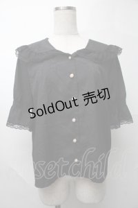 axes femme POETIQUE / ビックカラーパフブラウス  黒 S-25-07-31-026-AX-BL-AS-ZS