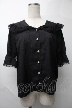 画像1: axes femme POETIQUE / ビックカラーパフブラウス  黒 S-25-07-31-026-AX-BL-AS-ZS