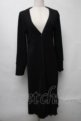 axes femme / 後ろプリーツロングカーディガン  黒 S-25-07-31-027-AX-TO-AS-ZS
