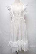 axes femme kawaii / ドットチュールエプロン  白 S-25-07-31-030-AX-OP-HR-ZS