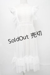 axes femme kawaii / ドットチュールエプロン  白 S-25-07-31-030-AX-OP-HR-ZS