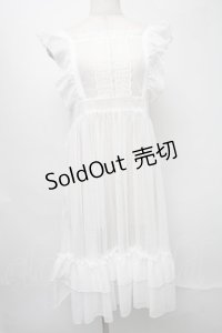 axes femme kawaii / ドットチュールエプロン  白 S-25-07-31-030-AX-OP-HR-ZS