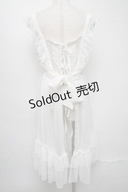 画像2: axes femme kawaii / ドットチュールエプロン  白 S-25-07-31-030-AX-OP-HR-ZS