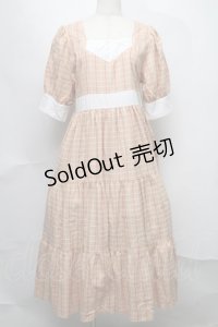 HirokoTokumine / チェックワンピース  ベージュ S-25-07-31-037-LO-OP-AS-ZS