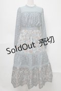 axes femme NOSTALGIE / 花柄ｘ刺繍スタンドワンピース  グリーン S-25-07-31-042-AX-OP-AS-ZS