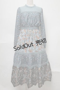 画像1: axes femme NOSTALGIE / 花柄ｘ刺繍スタンドワンピース  グリーン S-25-07-31-042-AX-OP-AS-ZS