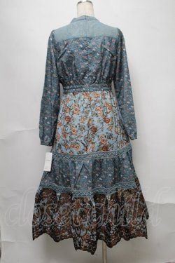 画像2: axes femme NOSTALGIE / 花柄ｘ刺繍スタンドワンピース  グリーン S-25-07-31-042-AX-OP-AS-ZS