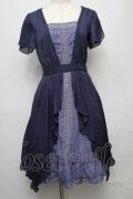 axes femme / タックスリット切り替えワンピース  ブルー S-25-08-01-046-AX-OP-HR-ZS