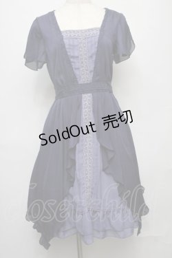 画像1: axes femme / タックスリット切り替えワンピース  ブルー S-25-08-01-046-AX-OP-HR-ZI