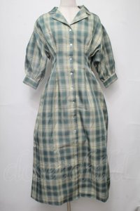 axes femme POETIQUE / チェック開襟シャツワンピース  グリーン S-25-08-01-048-AX-OP-AS-ZS