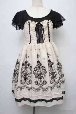 画像1: axes femme / レース切替パネルフロッキーワンピース  オフ S-25-08-01-050-AX-OP-HR-ZS