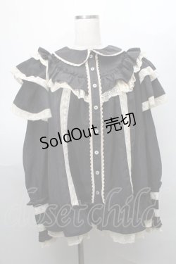 画像1: Hoshibako Works / キャラメルカヌレ クリームフリルブラウス  黒ｘキナリ S-25-08-01-036-LO-BL-HR-ZS