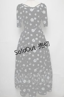 画像1: EATME / ROSE PRINTスクエアネックワンピース  黒ｘ白 S-25-08-01-038-LO-OP-HR-ZS
