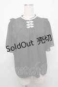 axes femme / ジャカードチャイナブラウス  黒ｘ白 S-25-08-01-039-AX-BL-HR-ZS