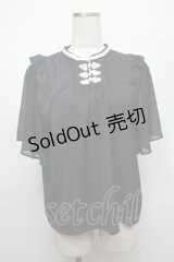 axes femme / ジャカードチャイナブラウス  黒ｘ白 S-25-08-01-039-AX-BL-HR-ZS