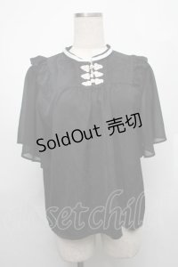 axes femme / ジャカードチャイナブラウス  黒ｘ白 S-25-08-01-039-AX-BL-HR-ZS