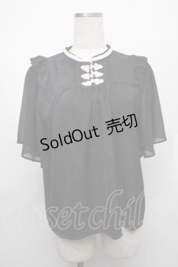 画像1: axes femme / ジャカードチャイナブラウス  黒ｘ白 S-25-08-01-039-AX-BL-HR-ZS