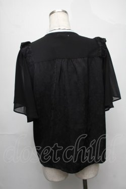 画像2: axes femme / ジャカードチャイナブラウス  黒ｘ白 S-25-08-01-039-AX-BL-HR-ZS