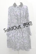 axes femme / ベロア襟花柄ワンピース  黒ｘ紫 S-25-08-01-040-AX-OP-HR-ZI