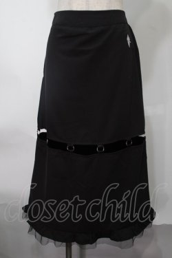 画像1: NieR Clothing / 裾チュールロングスカート  黒 S-25-08-02-055-PU-SK-HR-ZS
