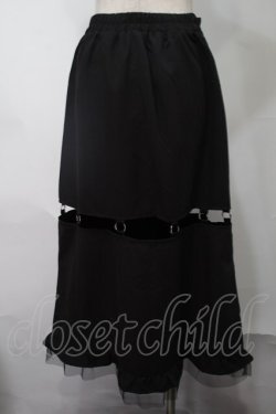 画像2: NieR Clothing / 裾チュールロングスカート  黒 S-25-08-02-055-PU-SK-HR-ZS