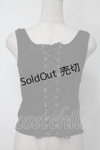 NieR Clothing / 編み上げリブタンクトップ  黒 S-25-08-02-010-PU-TO-HR-ZS
