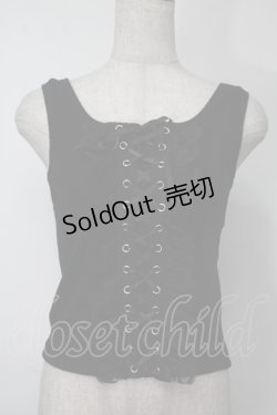 画像1: NieR Clothing / 編み上げリブタンクトップ  黒 S-25-08-02-010-PU-TO-HR-ZS