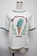 axes femme / チョコミントプリントTシャツ  白ｘグリーン S-25-08-02-002-AX-TO-HR-ZS