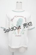 axes femme / チョコミントプリントTシャツ  白ｘグリーン S-25-08-02-002-AX-TO-HR-ZS